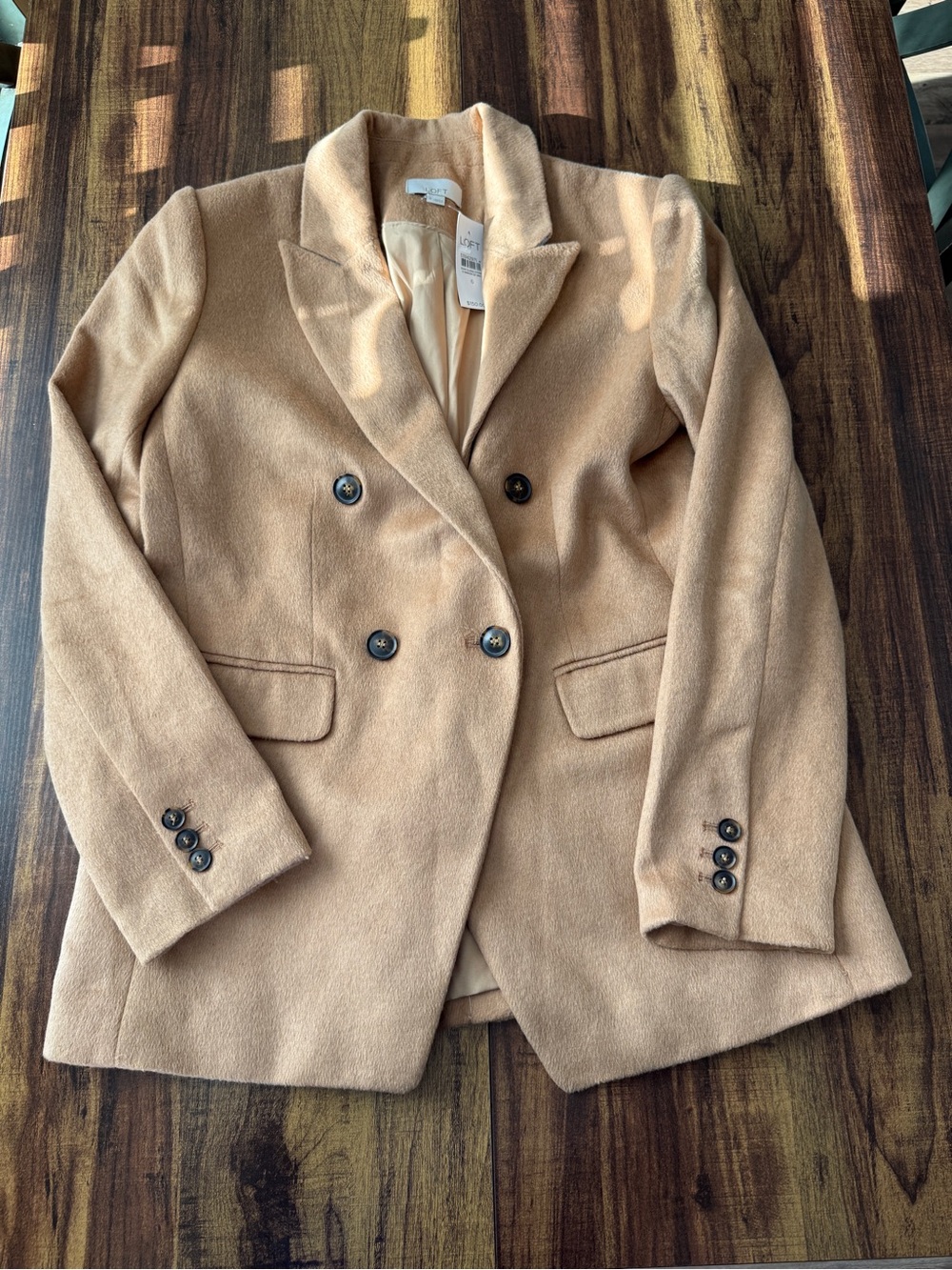 LOFT Double-Breasted Camel Pea Coat